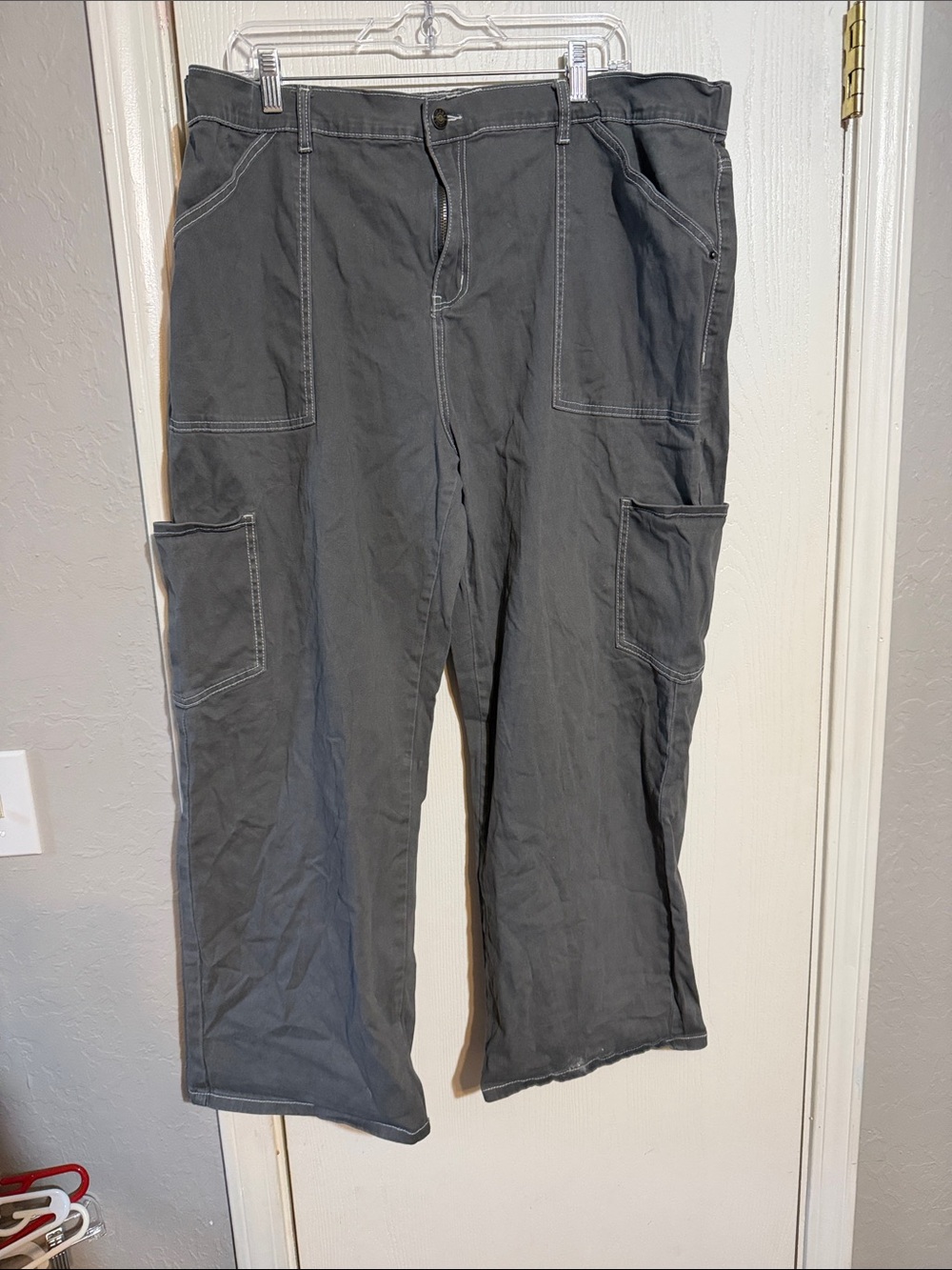 Wide Leg Utility Pants in Charcoal Gray